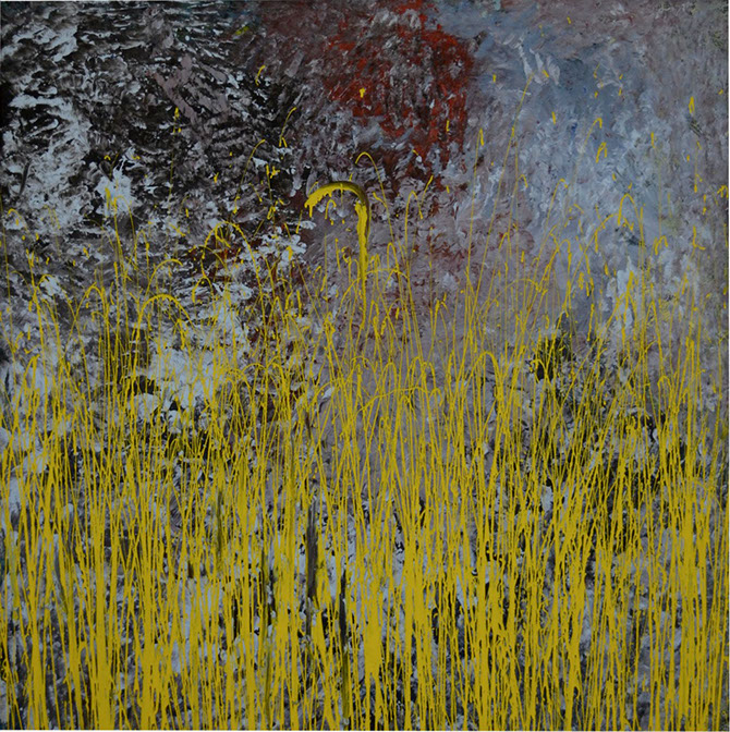 noche en el páramo, obra de juan francisco gonzalez en acrilico sobre lienzo, colores gris, celeste, negro, Acrylic on canvas