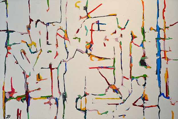 La tienda, Abstracto, abstract, painting, pintura, expresionismo, expresionism, ecuatoriano, ecuadorian, blanco, white juan francisco gonzalez