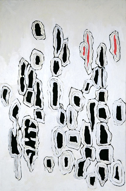 singulariadad, juan francisco Gonzalez, obra representativa, Óleo sobre lienzo, Detrás de los cristales, violeta, cuadricula, 